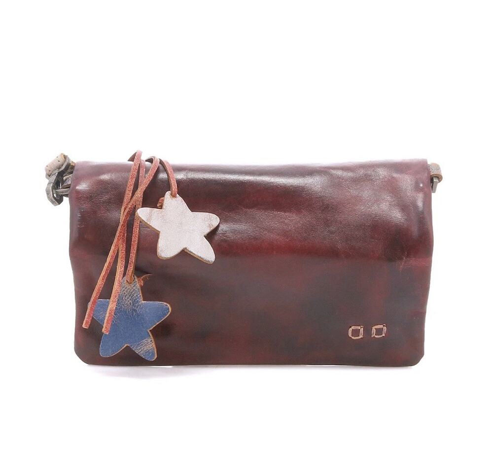 Bed Stu Burgundy Leather Mini Crossbody with Star Charms